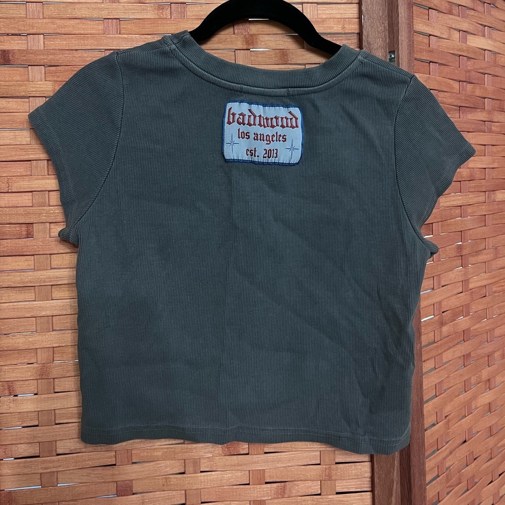 Badwood gray crop top